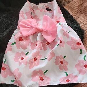 Pet-Floral Pink Bow Pup Dress! Size M